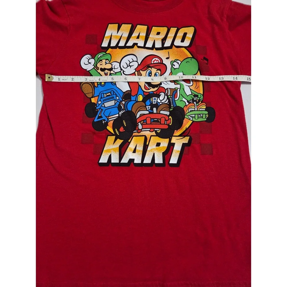 Nintendo Mario Kart Kids Red Long Sleeve Graphic T-Shirt Size L Mario Luigi